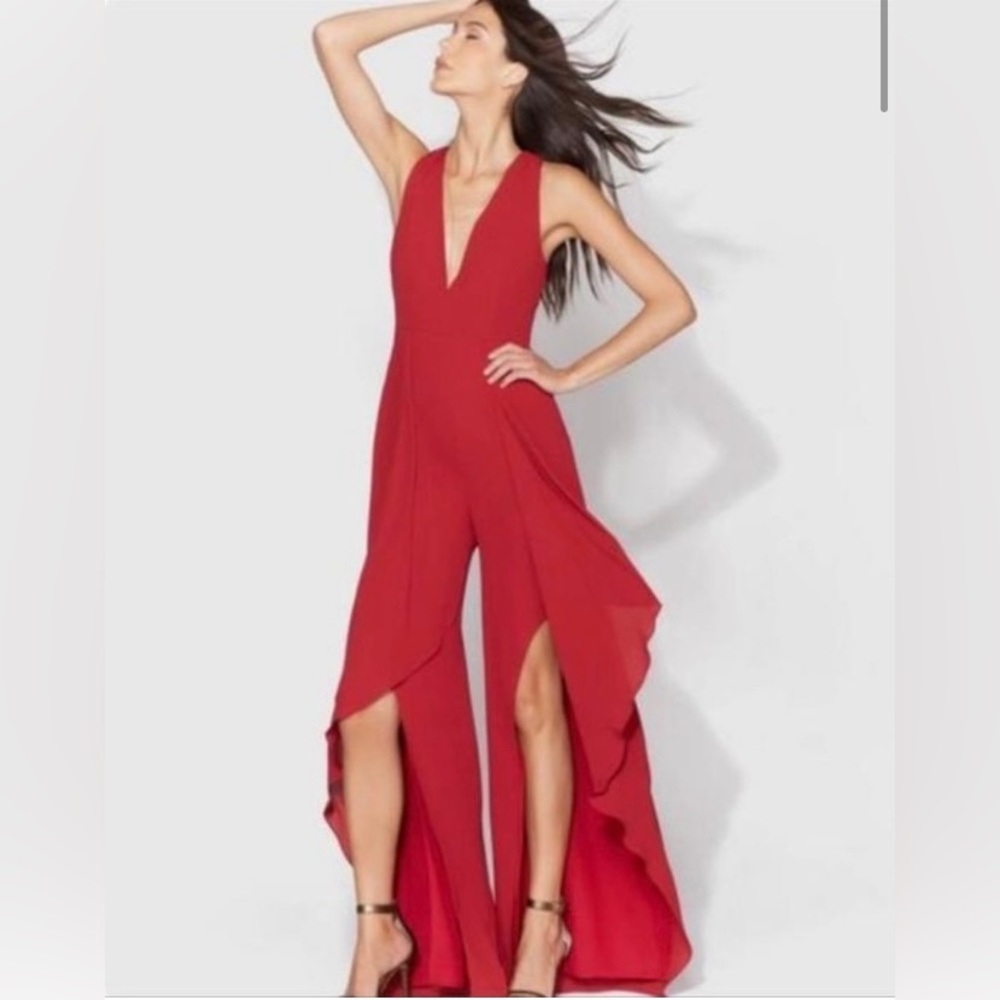 HALSTON Heritage Red Jumpsuit (Size 12)
